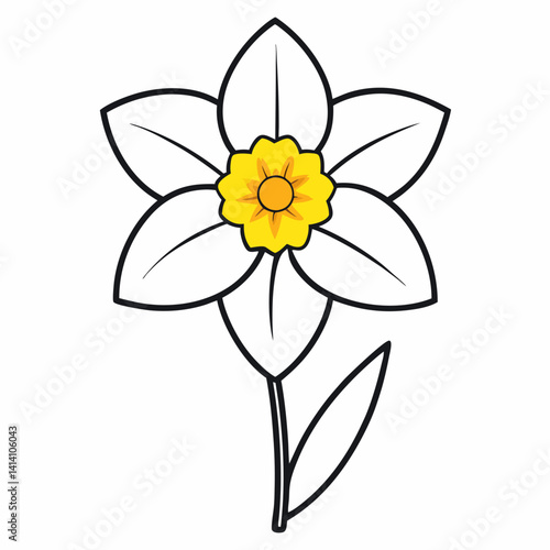 hand drawn daffodil flower outline illustration 