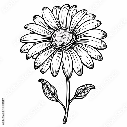 hand drawn daisy flower outline illustration 