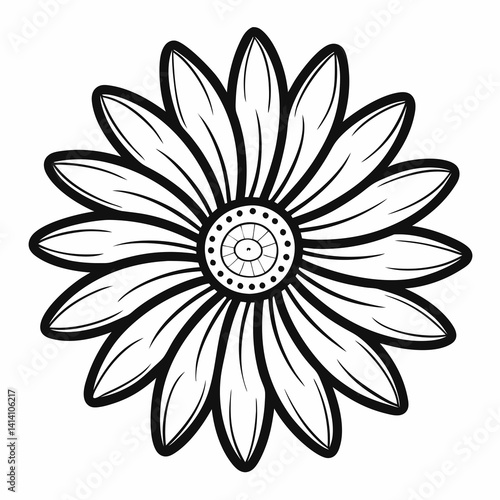 hand drawn daisy flower outline illustration 