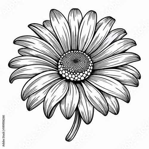 hand drawn daisy flower outline illustration 