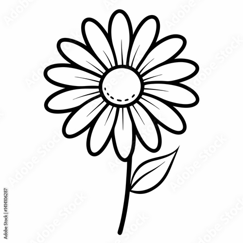 hand drawn daisy flower outline illustration 
