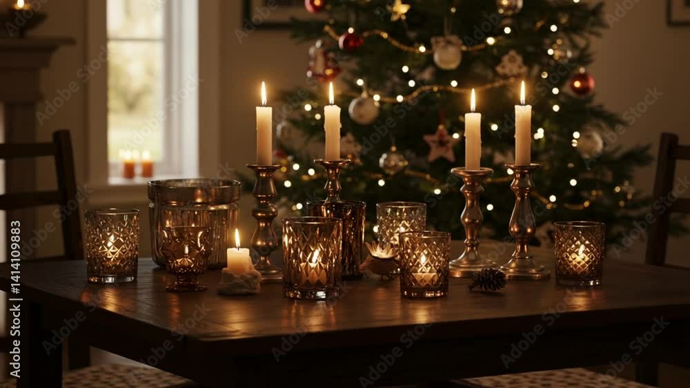 暖色系のキャンドル光 温かいクリスマスの夜 暖色系のキャンドル光 温かいクリスマスの夜