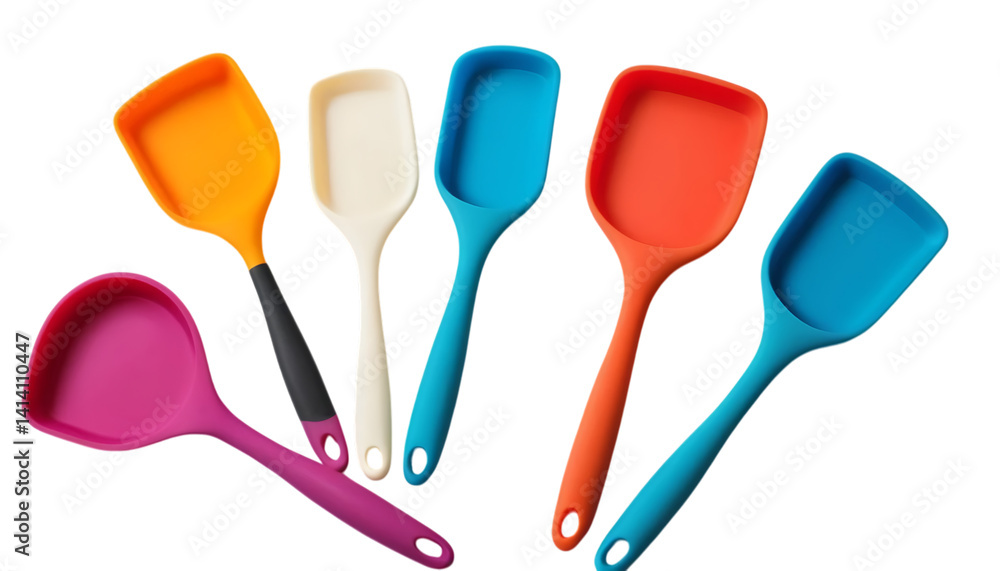Set of colorful silicone spatulas and basting Set of colorful silicone spatulas and basting
