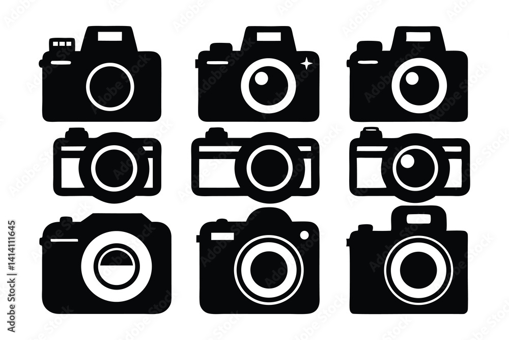black camera icon illustration silhouette vector set black camera icon illustration silhouette vector set