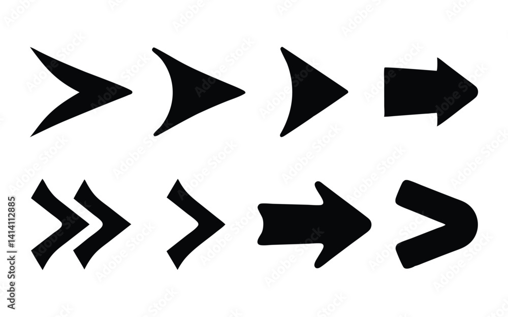 Arrows vector silhouette set