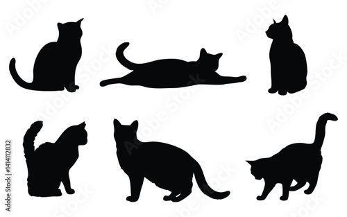 Obraz na płótnie Cat vector silhouette set
w salonie