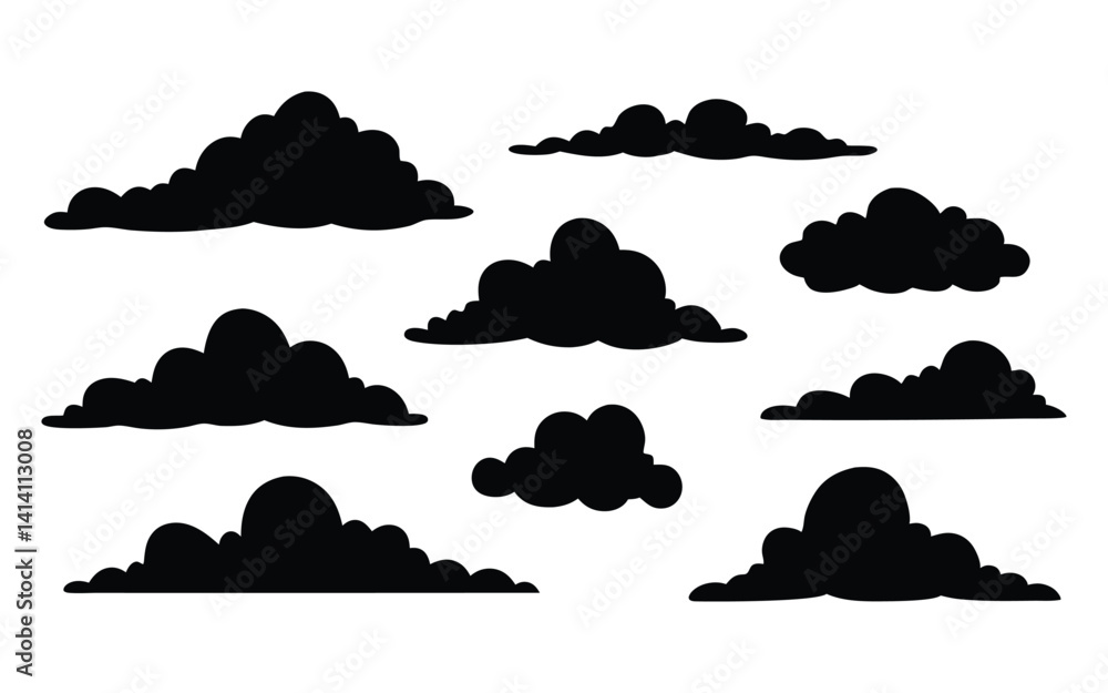 Clouds vector silhouette set