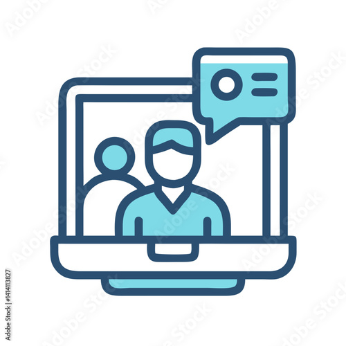 Video Call with Customer Support Agent Icon Design