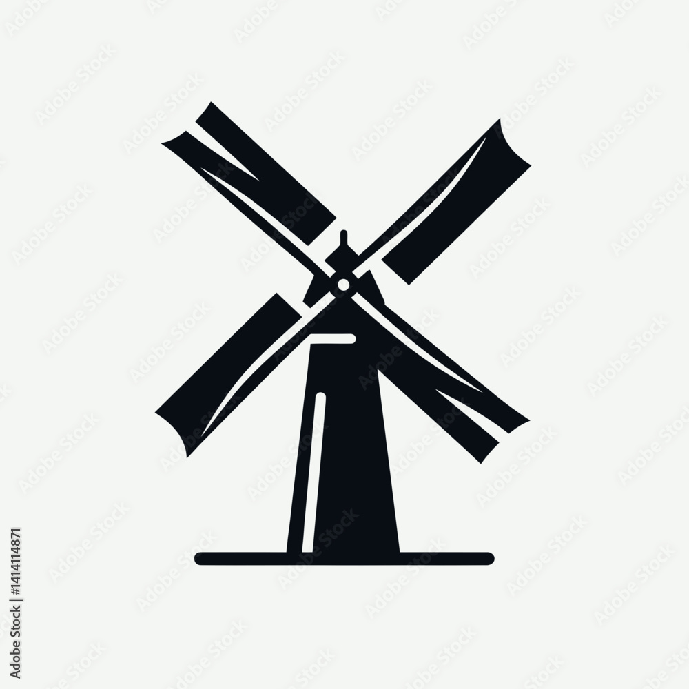 very simple flat and single minimalist Windmill Tail Silhouettes in black on a white background very simple flat and single minimalist Windmill Tail Silhouettes in black on a white background