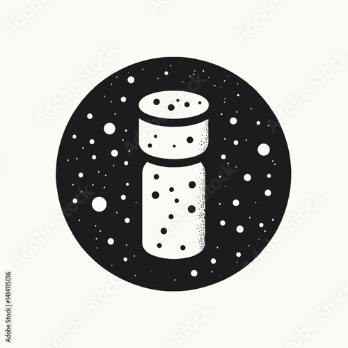  very simple flat and single minimalist Wine Cork Silhouettes in black on a white background 
