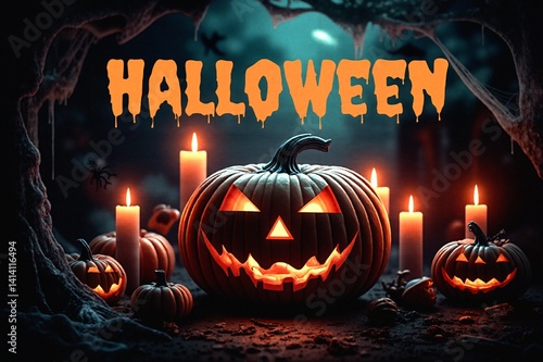 Obraz na płótnie Kartki na święto halloween. Kolorowe czasami śmieszne i straszne jednocześnie. w salonie