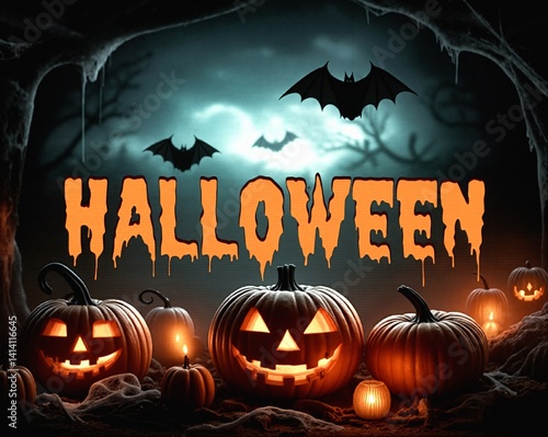 Obraz na płótnie Kartki na święto halloween. Kolorowe czasami śmieszne i straszne jednocześnie. w salonie