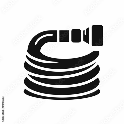  very simple flat and single minimalist Water Hose Silhouettes in black on a white background 