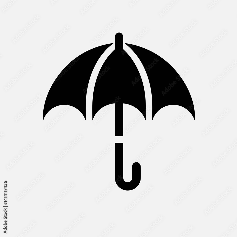 very simple flat and single minimalist Umbrella Handle Silhouettes in black on a white background very simple flat and single minimalist Umbrella Handle Silhouettes in black on a white background