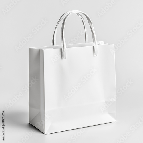 Wallpaper Mural Isolated white shopping bag with handles on plain white background, ideal for retail branding, packaging design, and e-commerce product mockups.

 Torontodigital.ca