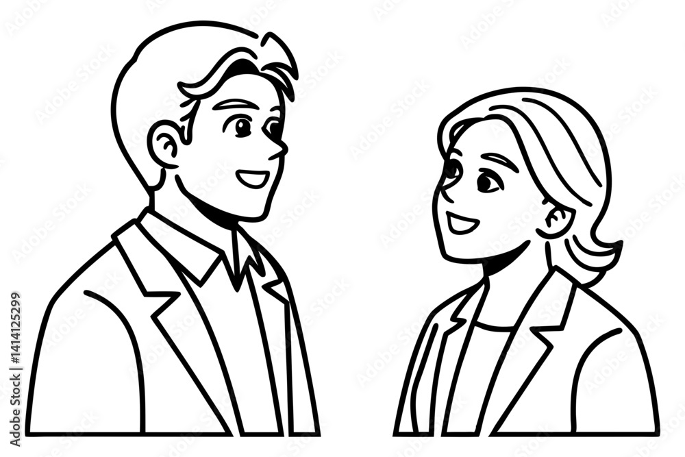 Interview Scene in Minimal Line Illustration Interview Scene in Minimal Line Illustration