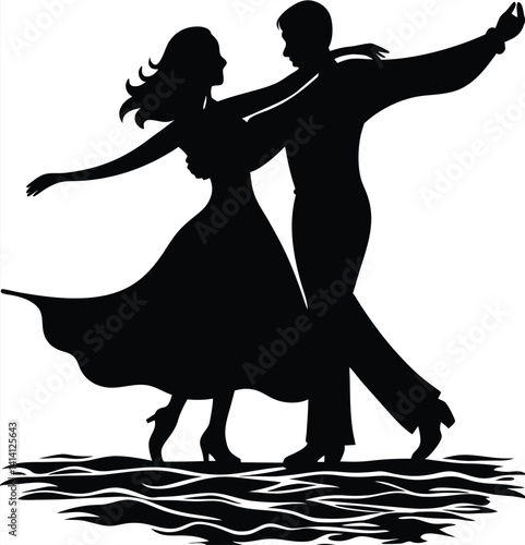 Silhouette of a Couple Dancing Gracefully on Water