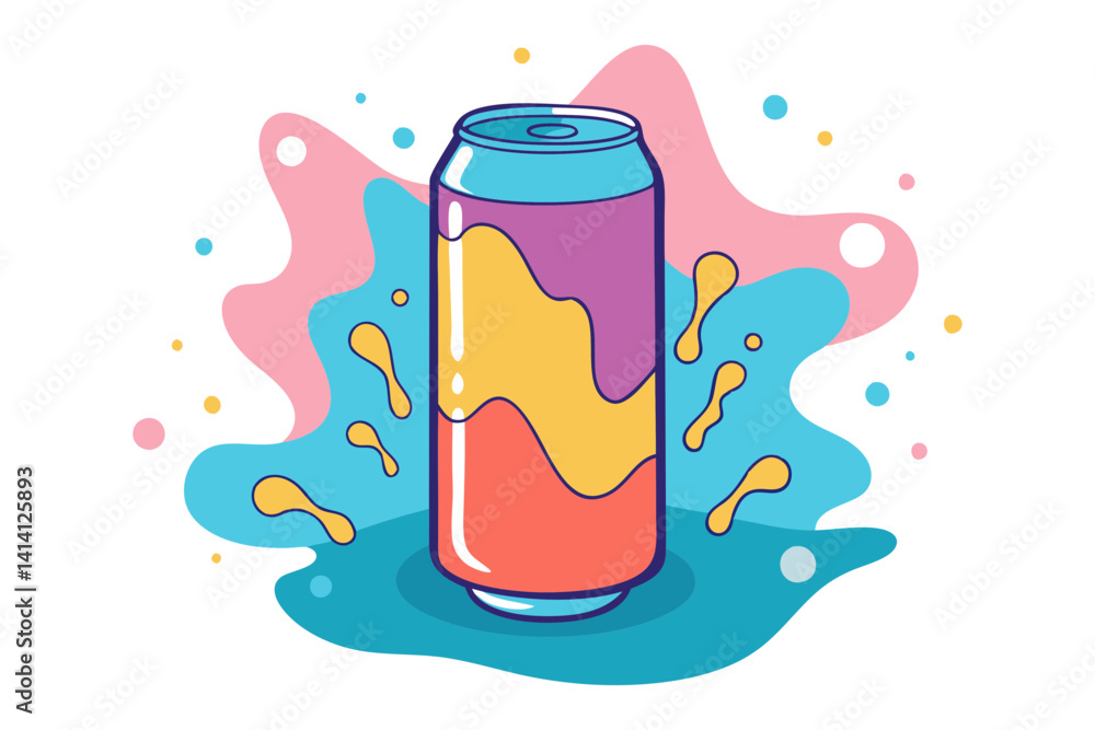 Fototapeta premium Soda Can Splashing Water Vector Illustration