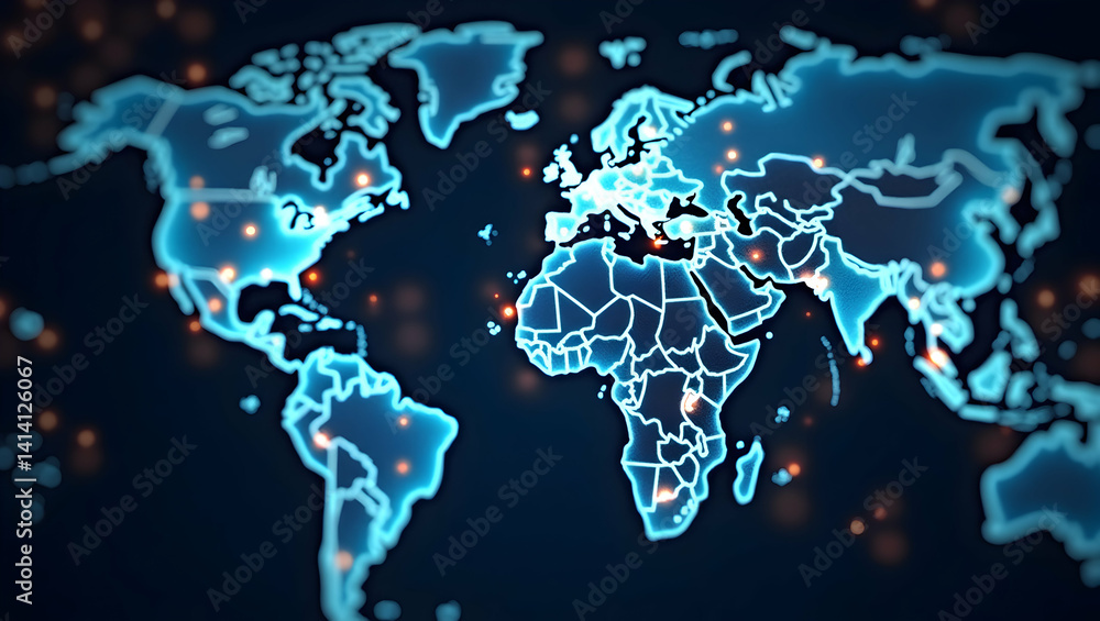 Fototapeta premium High Resolution Visual of Global Supply Chain Disruptions: Dynamic Logistics Mapping, Production Stoppages, Inventory Shortages, Risk Management Analytics, International Commerce Concept with Empty Sp