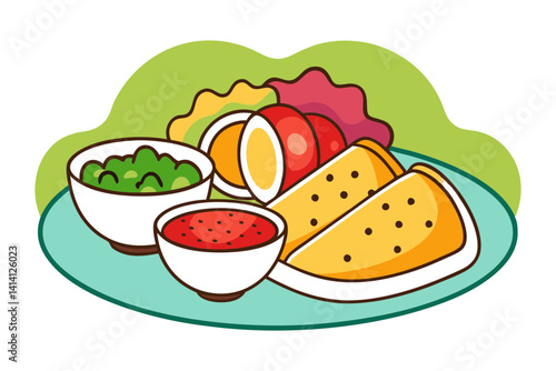 Mexican Cuisine with Beans and Pico Illustration