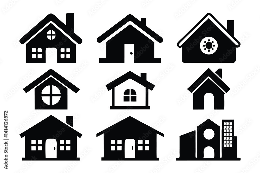 home building residence icon black silhouette vector home building residence icon black silhouette vector
