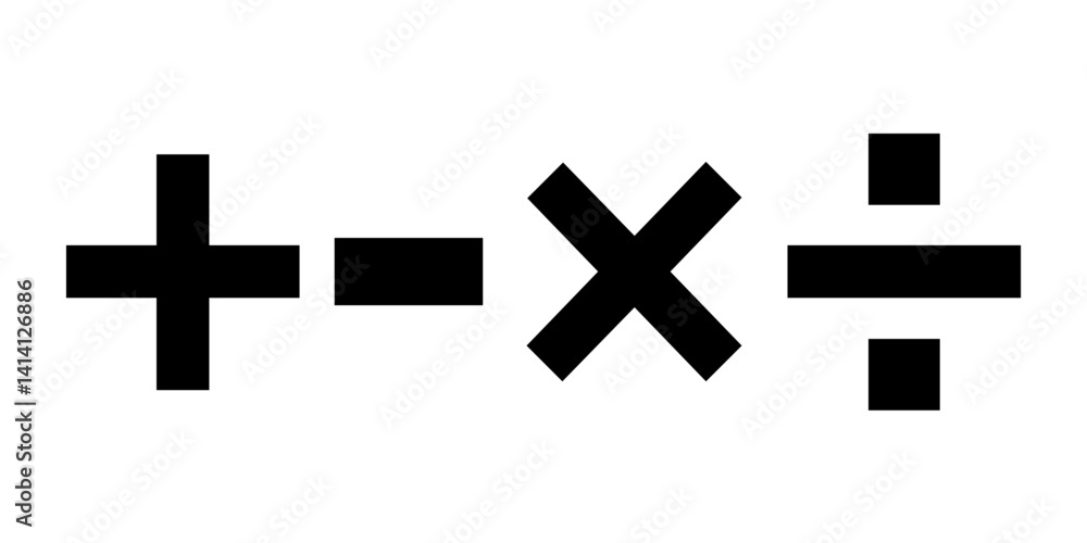 Obraz premium Plus, minus, multiplied, divide icon vector set. Mathematics symbol illustration