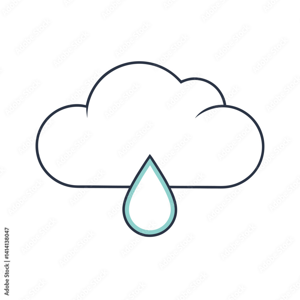 Isolated Rain Cloud With Water Drop Weather Element In Minimal Style Isolated Rain Cloud With Water Drop Weather Element In Minimal Style