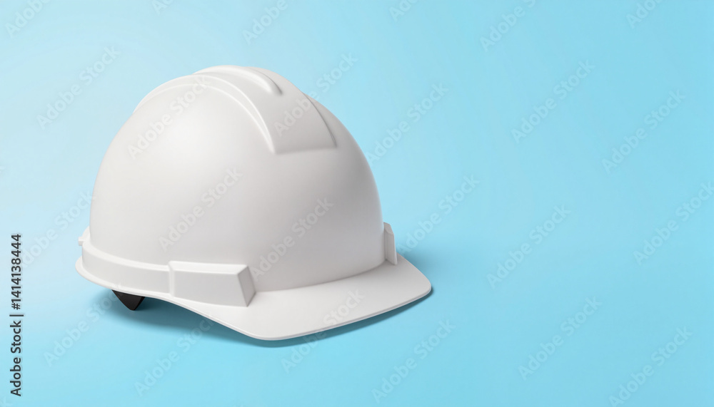 Fototapeta premium White safety helmet on a blue background 