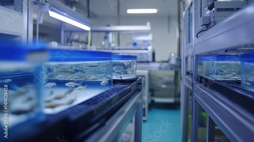 Fish tanks in a modern lab