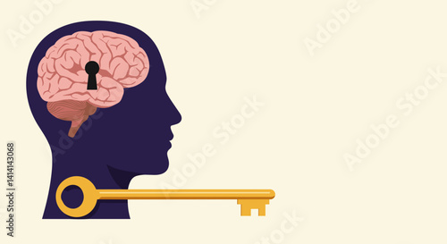 Brain and Key Concept Symbolizing Knowledge and Understanding  