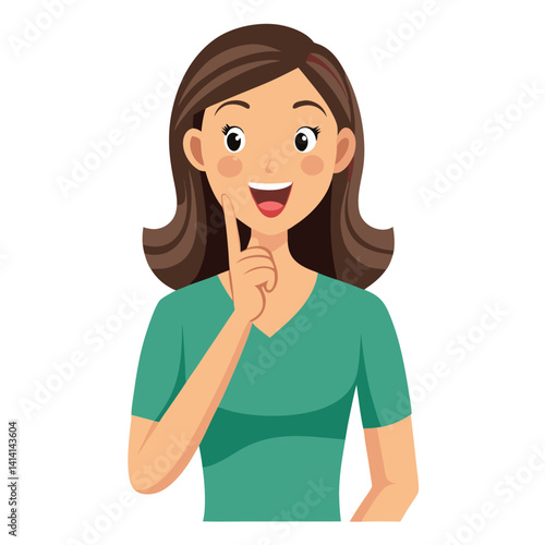 happy woman tells secret by putting palm to mouth