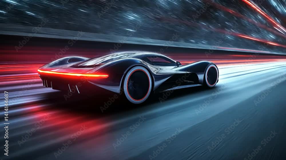 Futuristic car racing through a neon-lit tunnel Futuristic car racing through a neon-lit tunnel