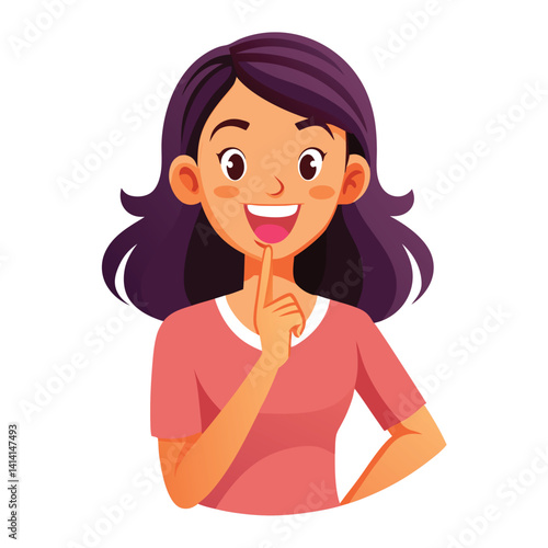 happy woman tells secret by putting palm to mouth