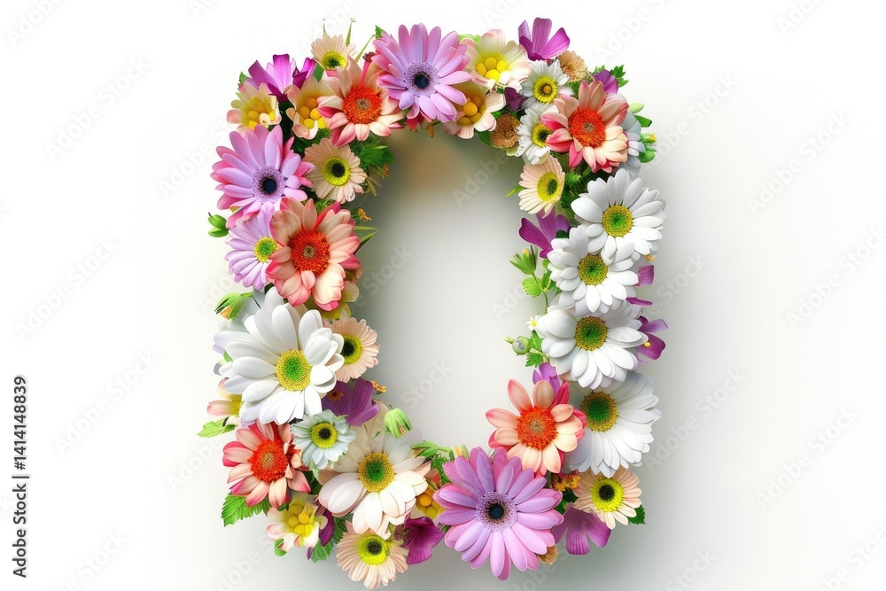 Letter O with Flower Elements Flower Made of Flower 3D Isolated on White Background Letter O with Flower Elements Flower Made of Flower 3D Isolated on White Background