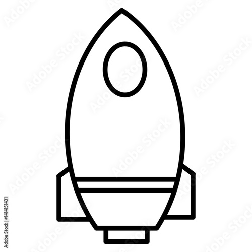 Simple rocket icon. Minimalist outline of a spaceship, representing space travel, startup, or progress.