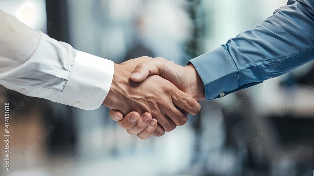 Two people in suits shaking hands, symbolizing a professional agreement or partnership. Two people in suits shaking hands, symbolizing a professional agreement or partnership.
