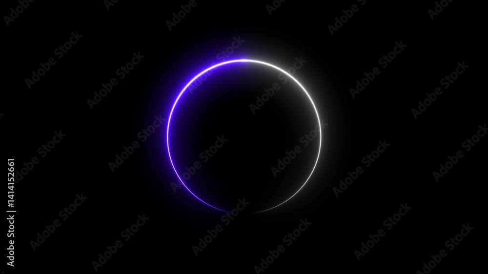 Abstract glowing neon circle icon black background animation 4k . Abstract glowing neon circle icon black background animation 4k .