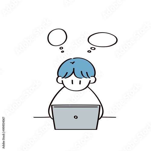 パソコン作業する男性のイラスト