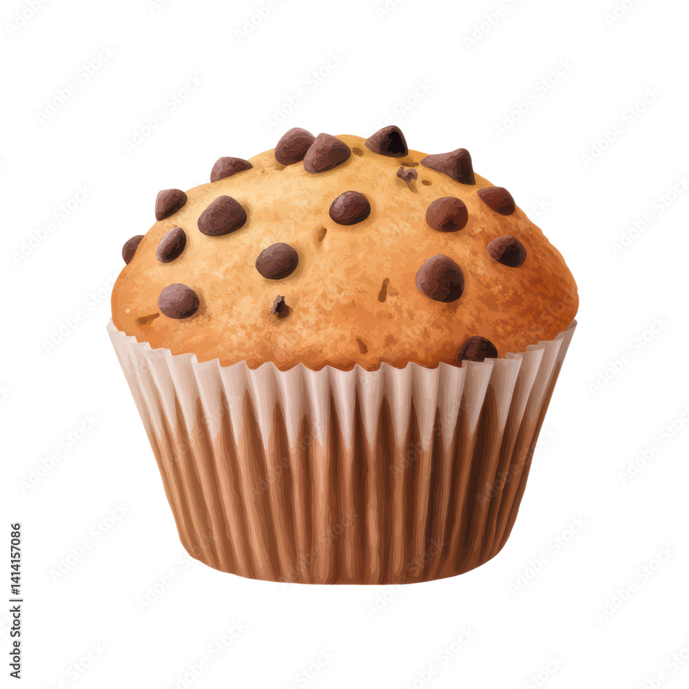 Delicious Chocolate Chip Muffin Freshly Baked with Texture Detail Delicious Chocolate Chip Muffin Freshly Baked with Texture Detail