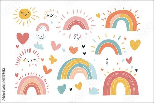 Watercolor rainbow, Rainbow clipart, Boho rainbow, Watercolor elements, Rainbow bundle, Watercolor clipart, Boho clipart, Watercolor art, Hand-painted rainbow, Rainbow PNG, Baby shower clipart, Nurser