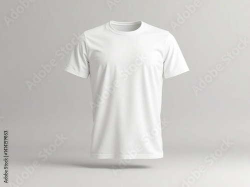 Blank white T-shirt mockup against a plain background.