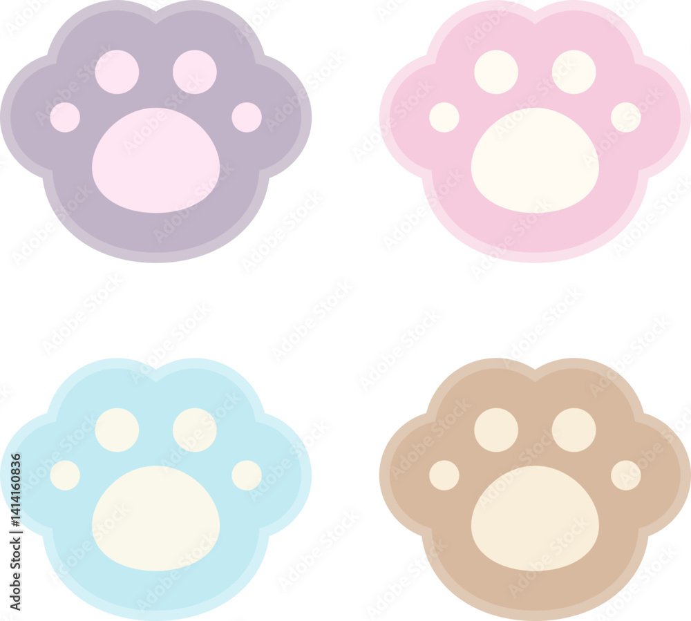 Fotografie 4-piece pastel paw vector icon set