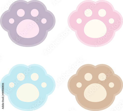 4-piece pastel paw vector icon set