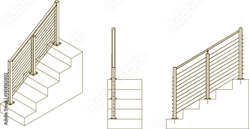silhouette design vector illustration sketch image Ramps and stairs for home with simple modern design