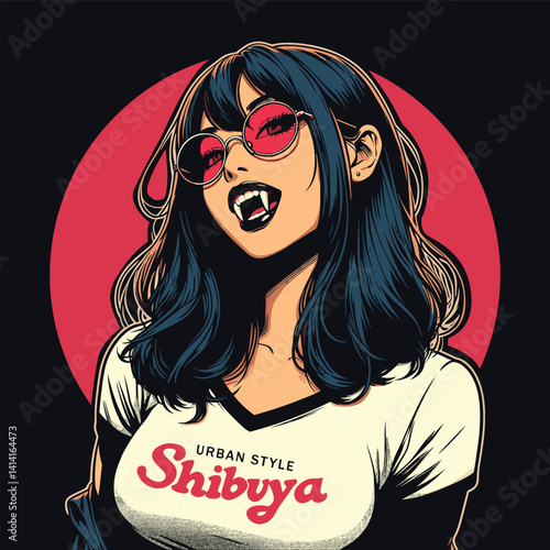 nostalgic lofi anime girl, shibuya girl illustration artwork