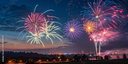 Night Sky Fireworks Display...
