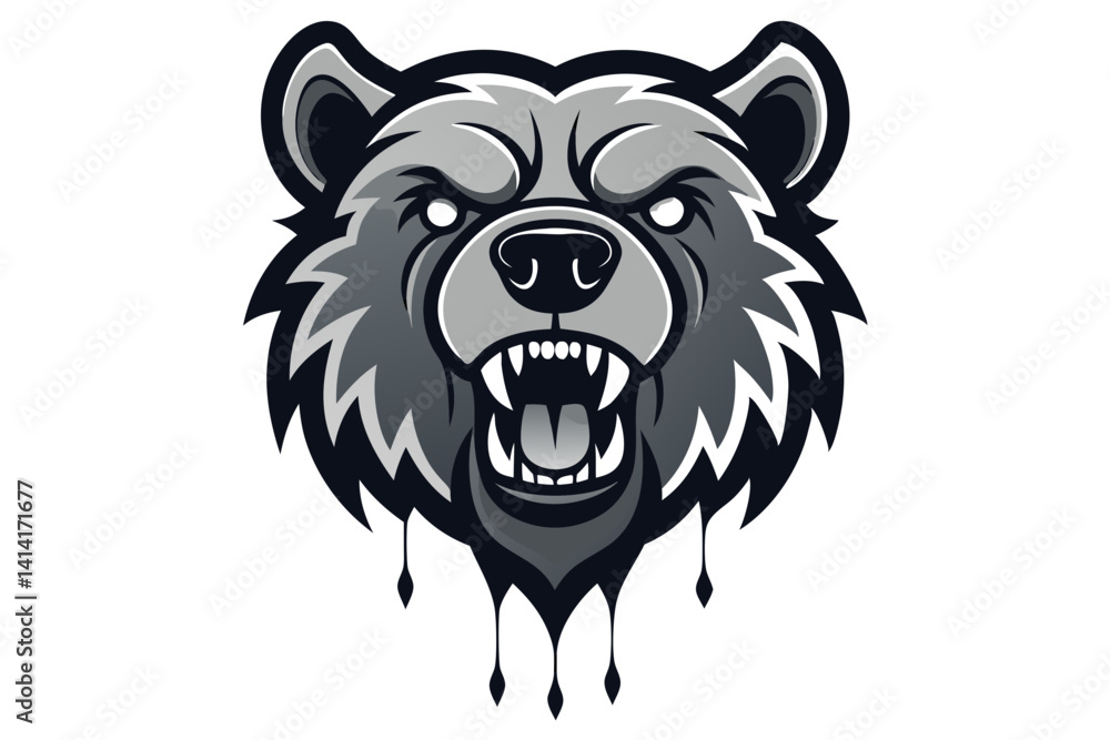 Fototapeta premium Tattoo Style Bear Head TShirt Design Vector Art