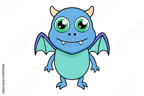 Adorable Winged Monster with Many Eyes Vector