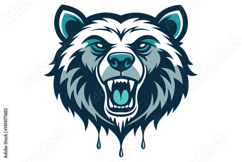 Edgy Bear Head Tattoo Illustration for Apparel