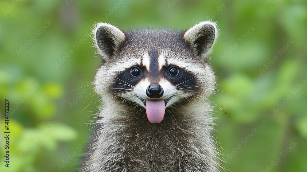 Obraz premium Cute Raccoon with Tongue Out
